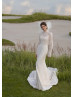 Long Sleeves Ivory Allover Lace Keyhole Back Wedding Dress